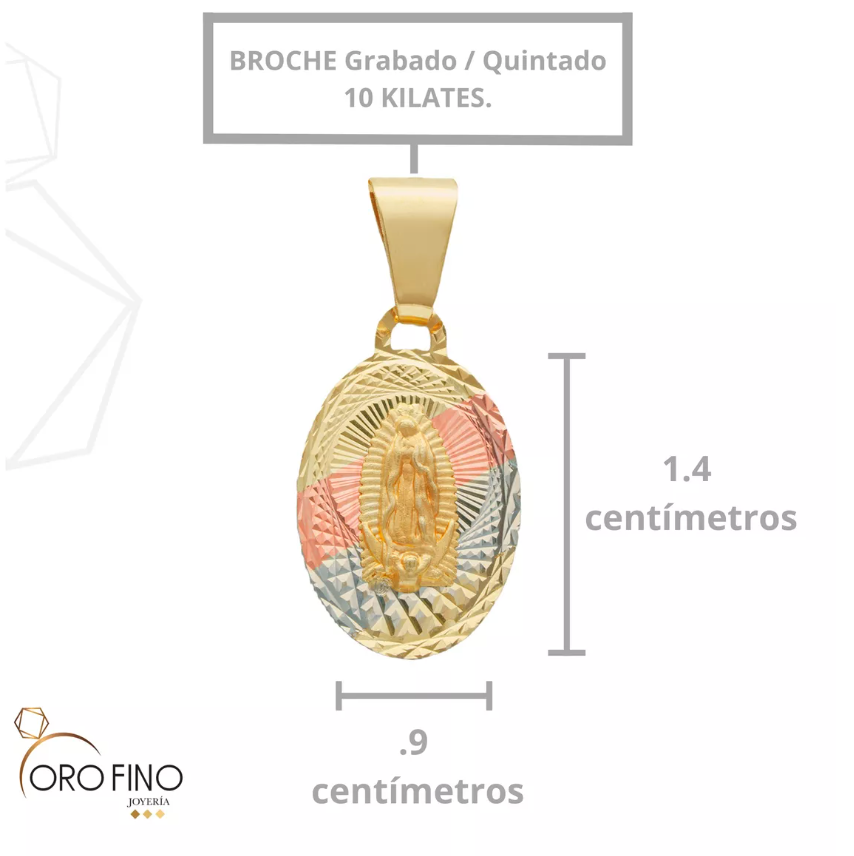 Medalla Virgen De Guadalupe Oro De 10 Kilates. Oro Fino Joyería.