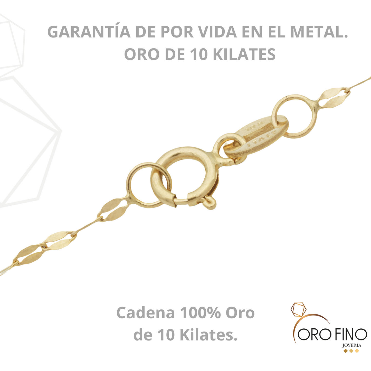 Cadena Grano de Café en Oro Italiano 10 Kilates. Oro Fino Joyería.