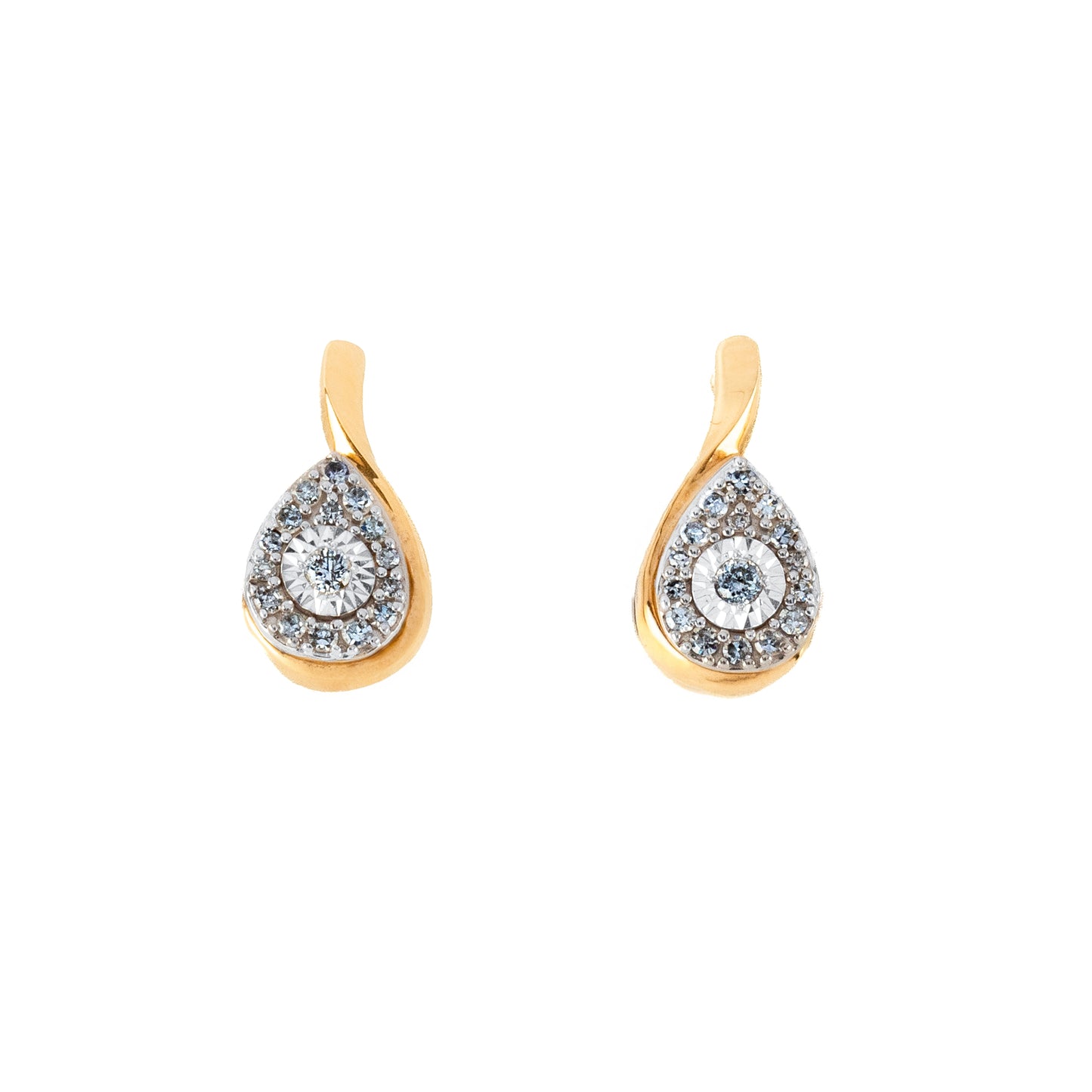 Arracadas con Diamantes Naturales en Oro de 10 Kilates. Oro Fino Joyería.