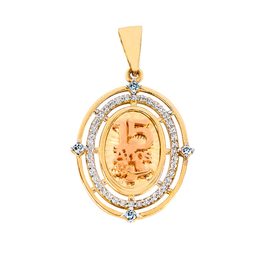 Medalla 15 Años Oro Italiano 14k. Oro Fino Joyería