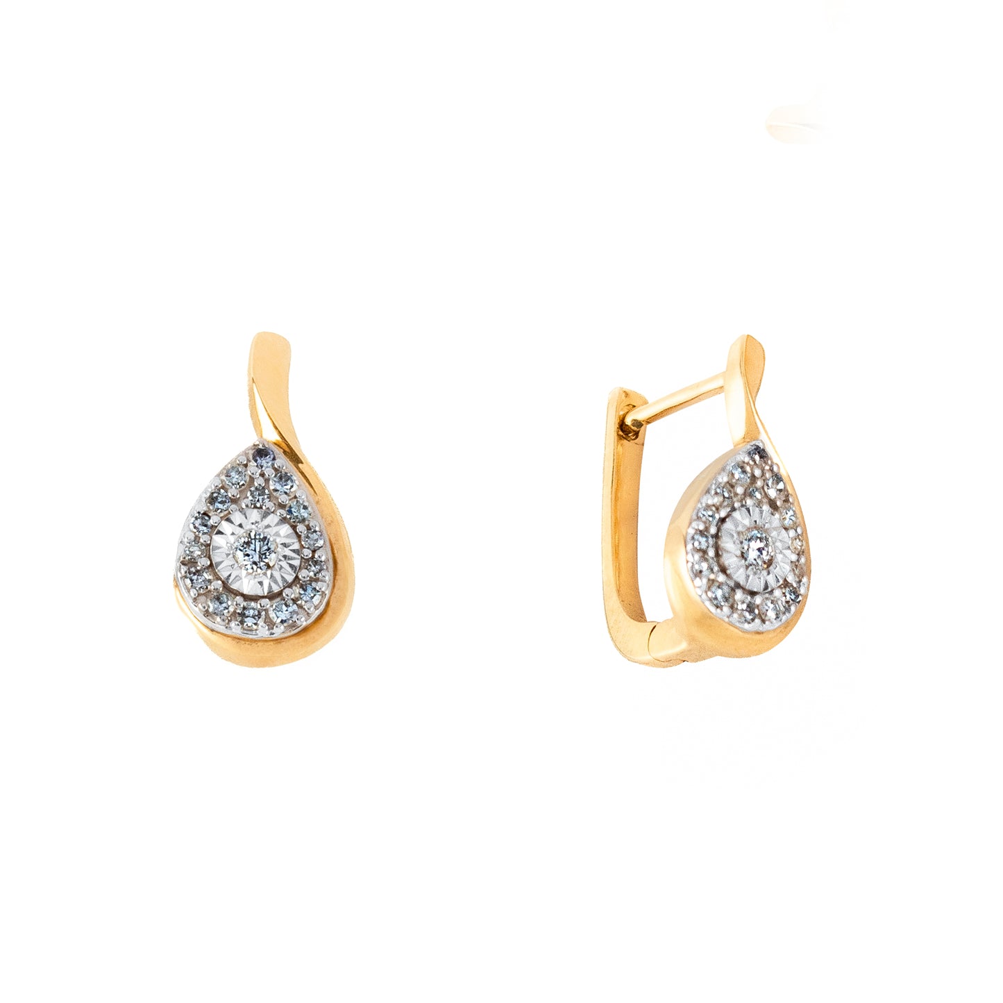 Arracadas con Diamantes Naturales en Oro de 10 Kilates. Oro Fino Joyería.