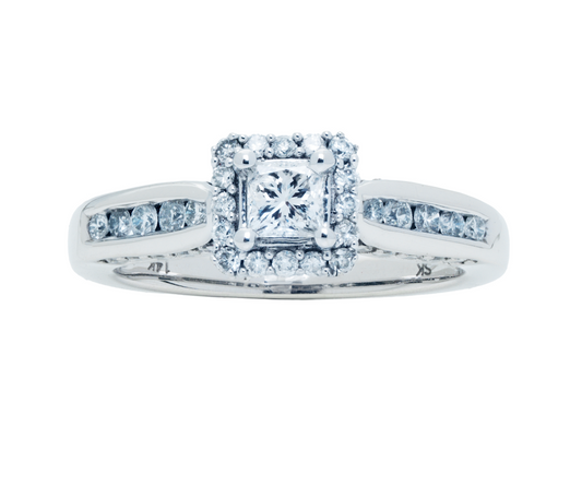 Anillo Compromiso con Diamantes 1 Quilate (1.00 ct) En Oro Blanco de 14 Kilates. Oro Fino Joyería. (Copia)