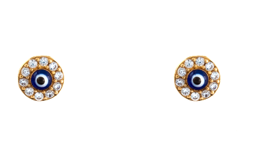 Aretes Ojo Turco Oro Italiano 14 Kilates. Oro Fino Joyería.
